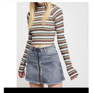 Free People We the Free Zip it Up denim Mini Skirt Size 31 (Jean size)